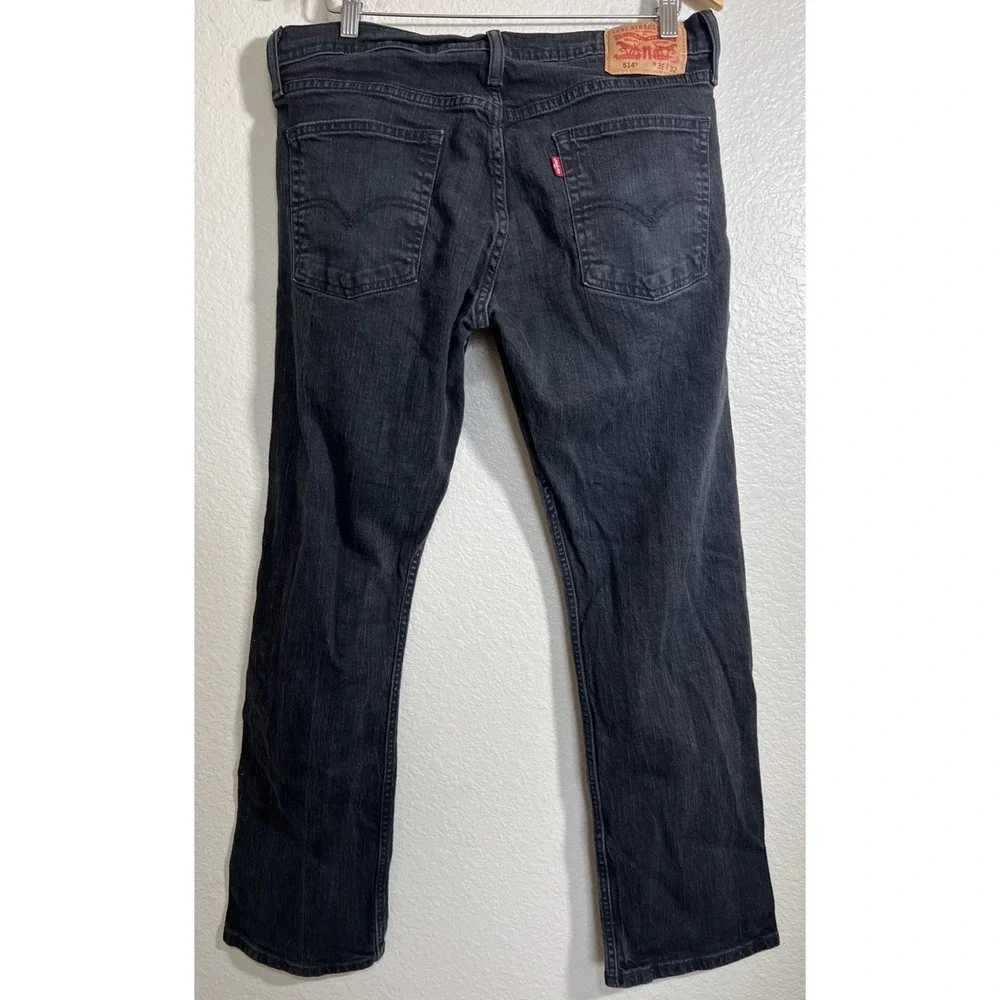 Levis 514‎ Jeans Mens 36X32 Black Straight Fit Red Tab 5 Pocket Stretch Denim